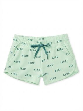 Aéropostale Sport Women's Medium Mint Green Logo Print Lounge Shorts Style
